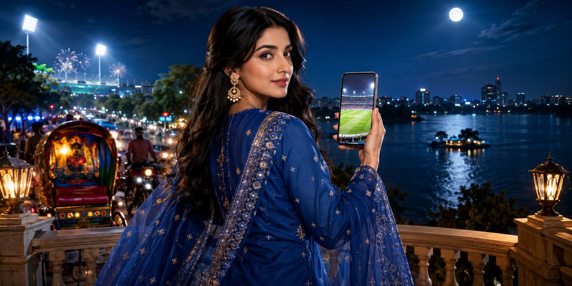 ঢাকার সালোয়ার কামিজে তরুণী ক্রিকেট বেটিং উপভোগ করছেন
